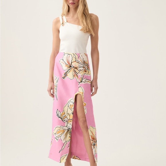 Aje Floral Pink Maxi Skirt with Side Slit - Picture 2 of 5